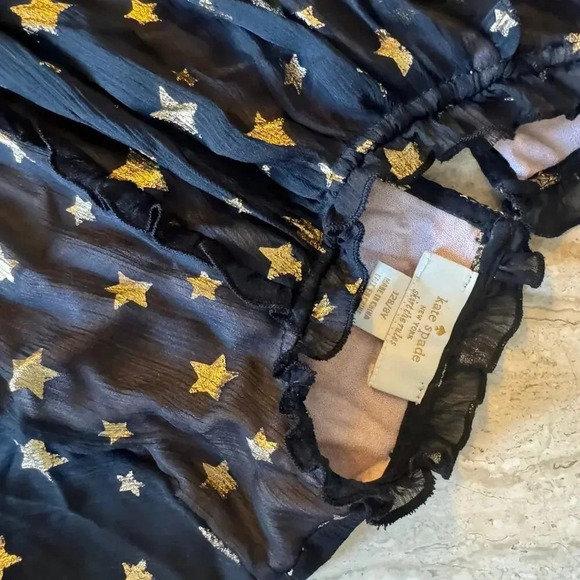 Kate Spade New York Girl’s Black Sheer Tulle Star Print Dress - Size 8Y - Picture 2 of 3